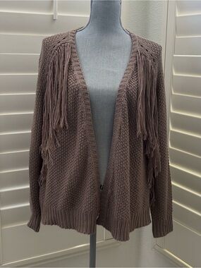 Sweet Generis Brown Fringe Open Cardigan SIZE S/M Coastal Cowgirl Western